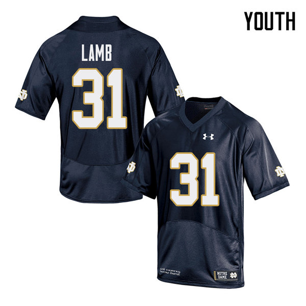 Youth #31 Jack Lamb Notre Dame Fighting Irish College Football Jerseys Sale-Navy - Click Image to Close
